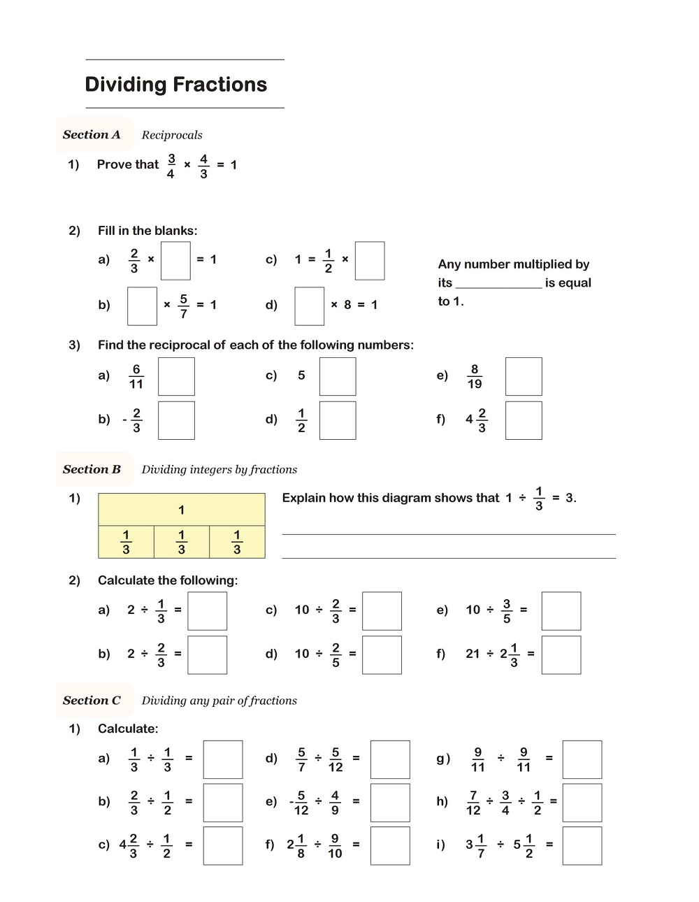 Download Dividing FractionsWorksheet