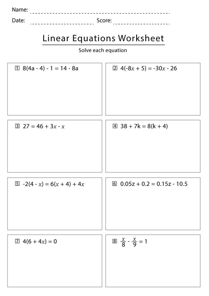 Download Equations Worksheet