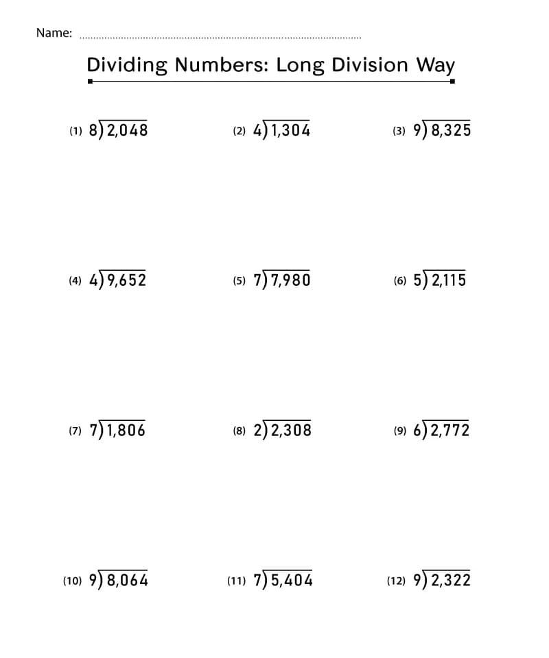 Download Long Division Worksheet Free