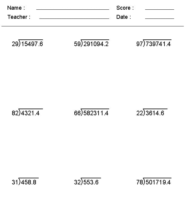 Download Long Division Worksheet