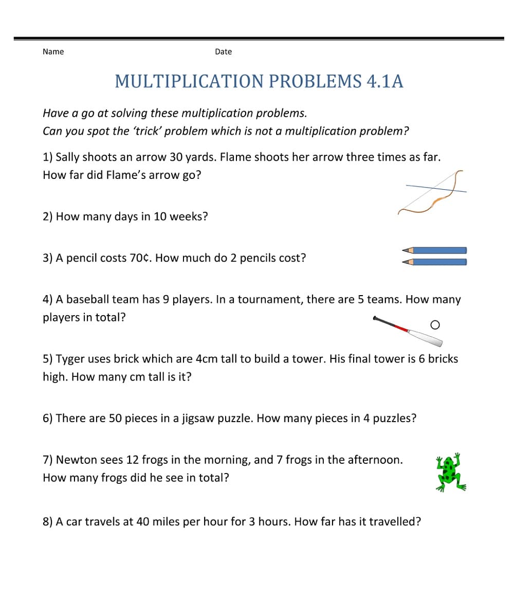 Download Multiplication Word Problem Free