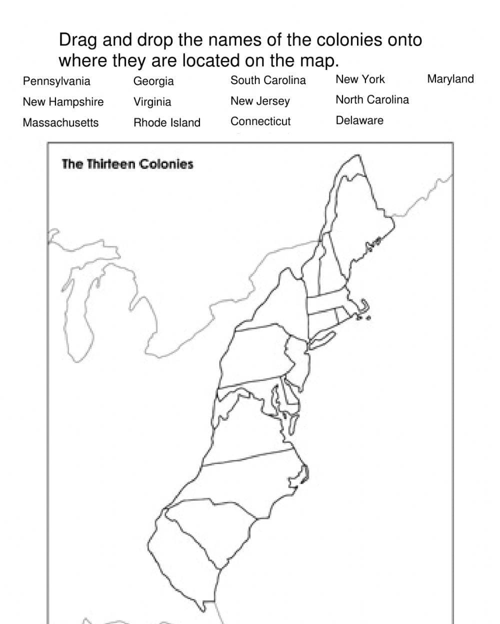 Download Name the 13 Colonies Worksheet