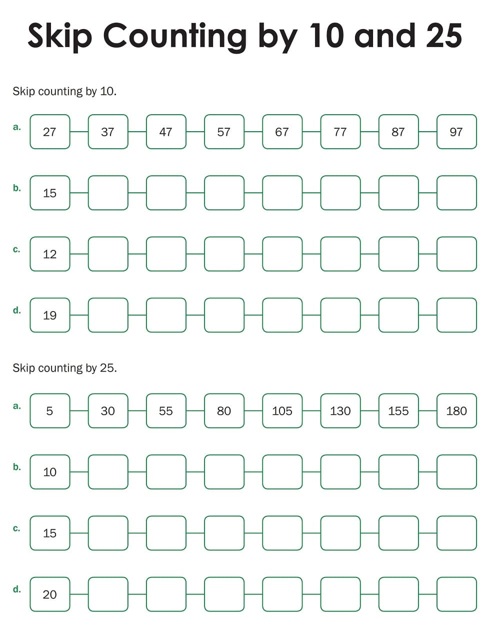 Download Skip Counting Worksheet Free