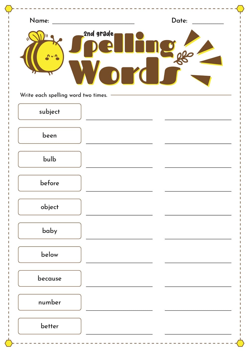 Download Spelling Worksheet Free