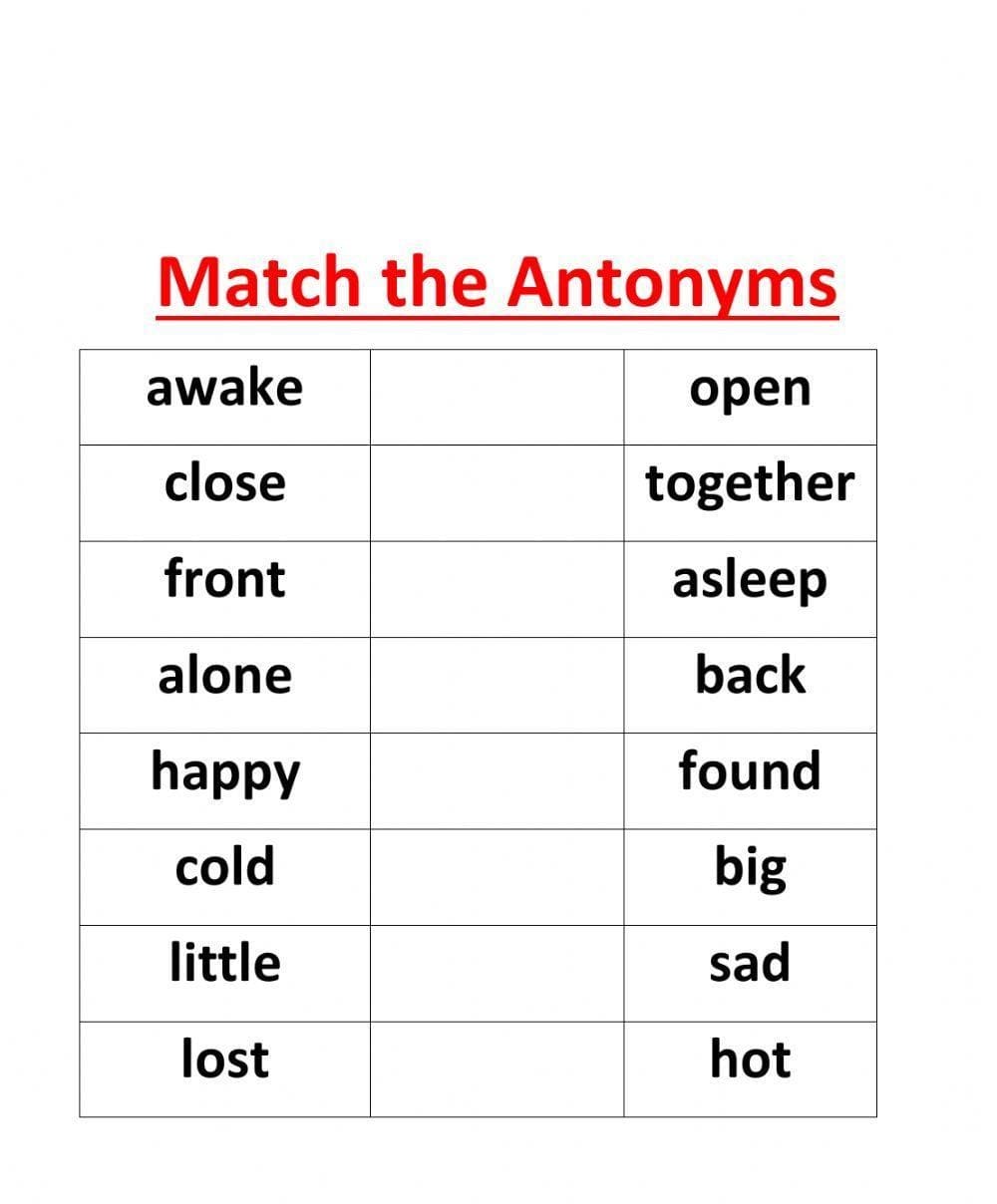 Download Synonyms and Antonyms Worksheet Free