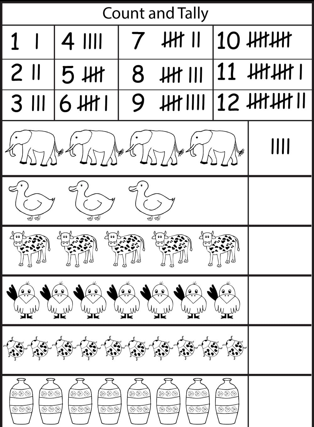 Download Tally Mark Worksheet Free