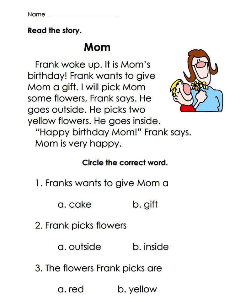 Drawing Reading Comprehension Worksheet