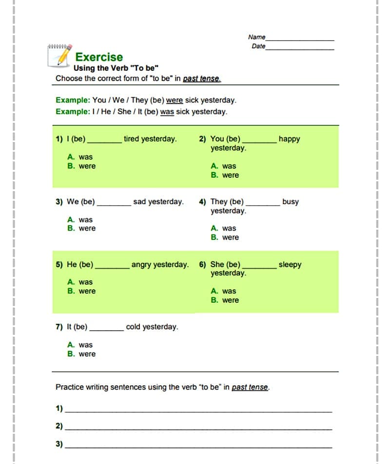 Drawing Verb Tense Worksheet