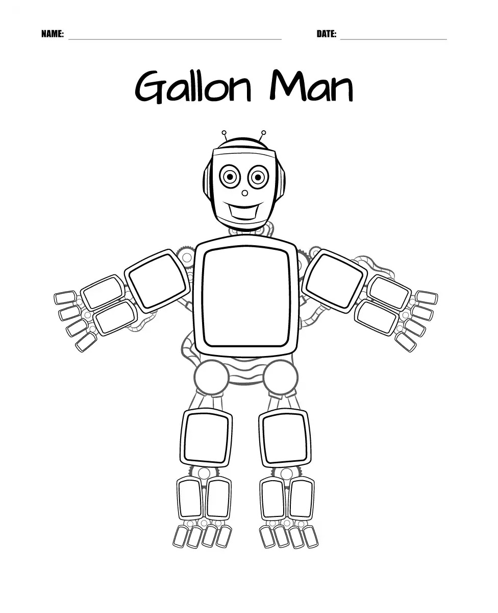 Easy Gallon Man Worksheet