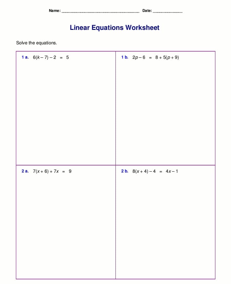 Equations Worksheet For Fun