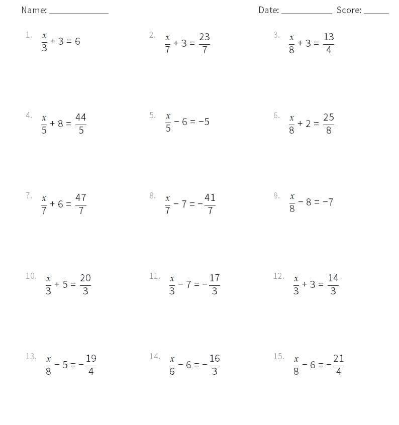 Equations Worksheet Free