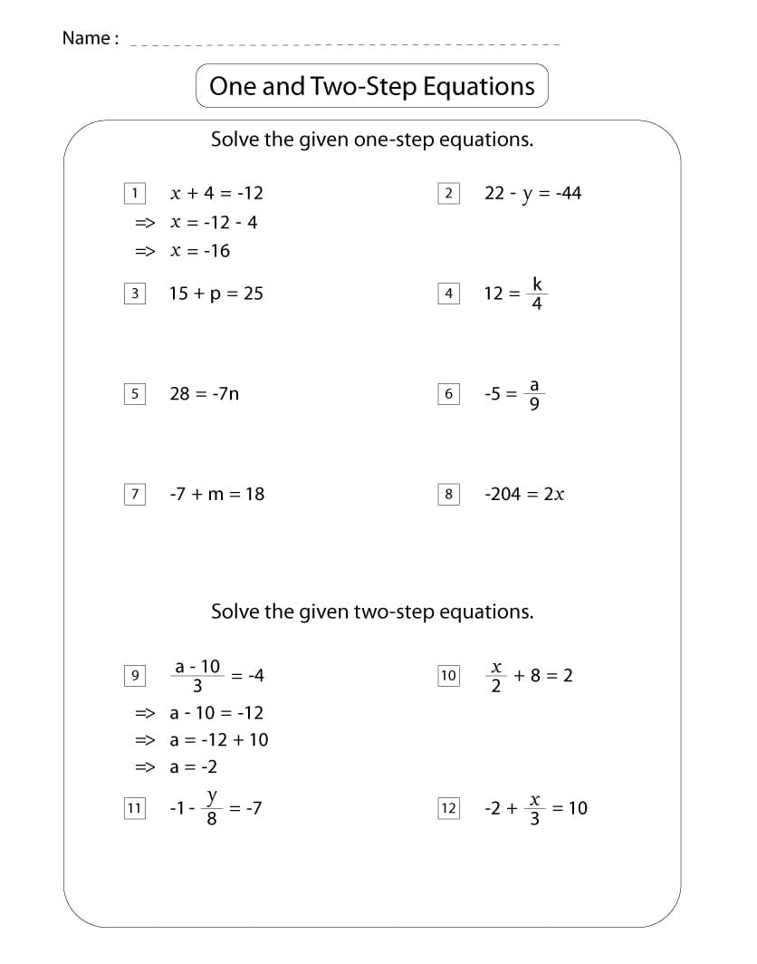 Equations Worksheet Photo Download