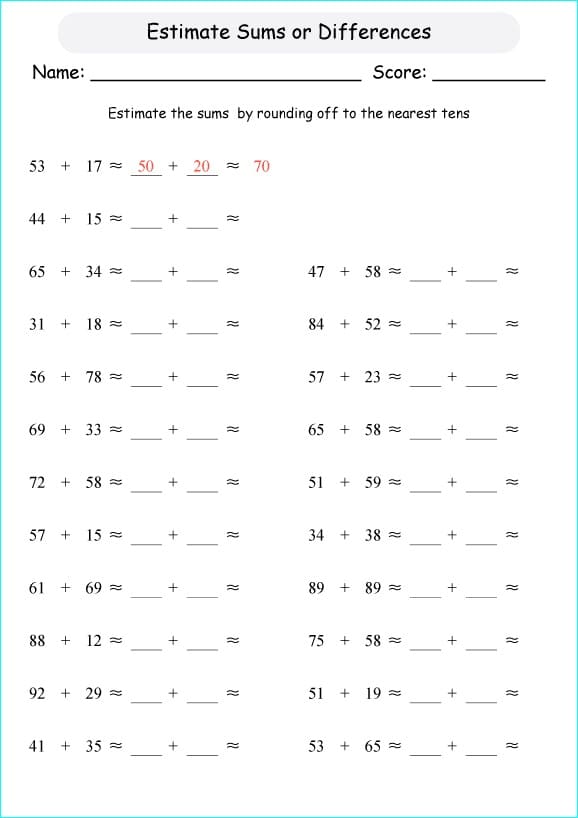 Estimation Worksheet Download Free