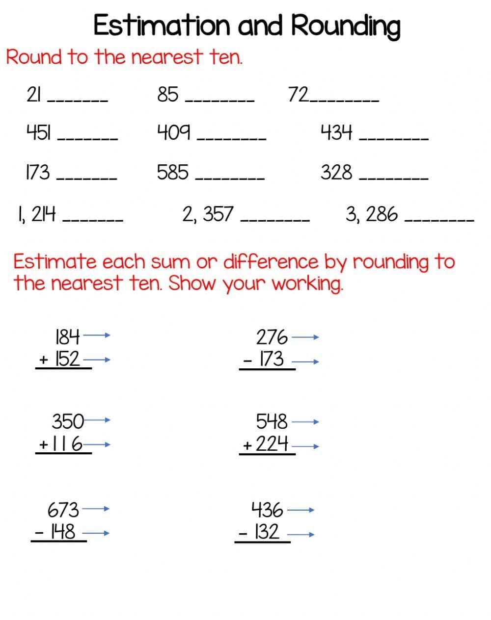 Estimation Worksheet For Kids