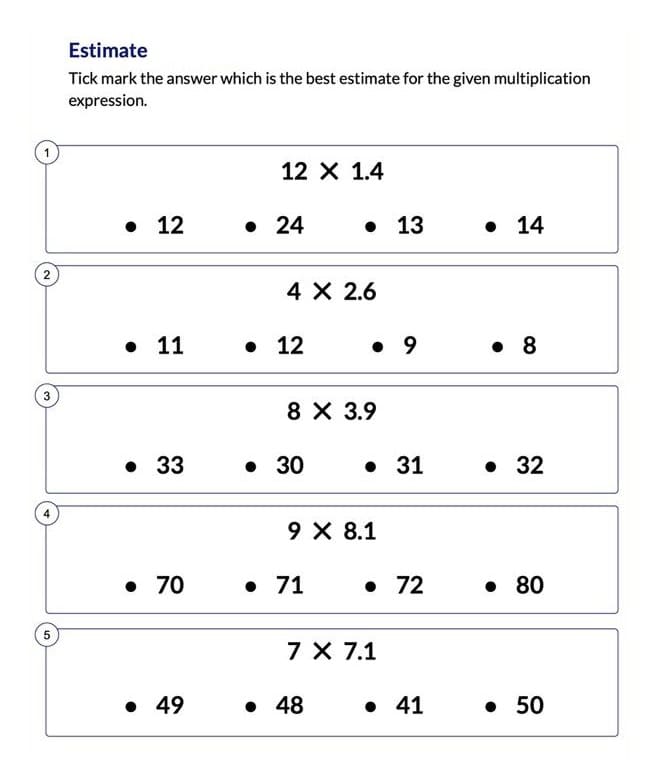 Estimation Worksheet Free Image