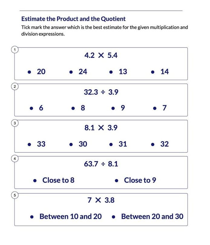 Estimation Worksheet Free Images