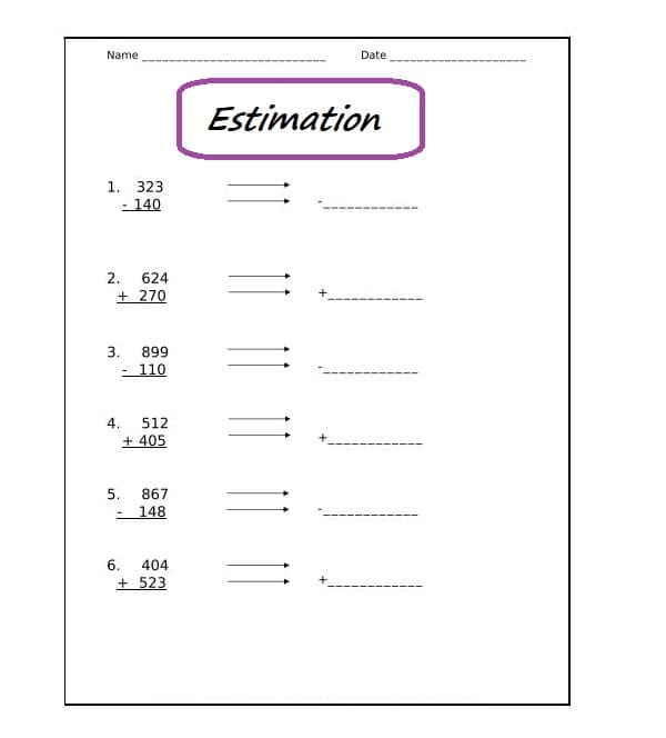 Estimation Worksheet Free Photos