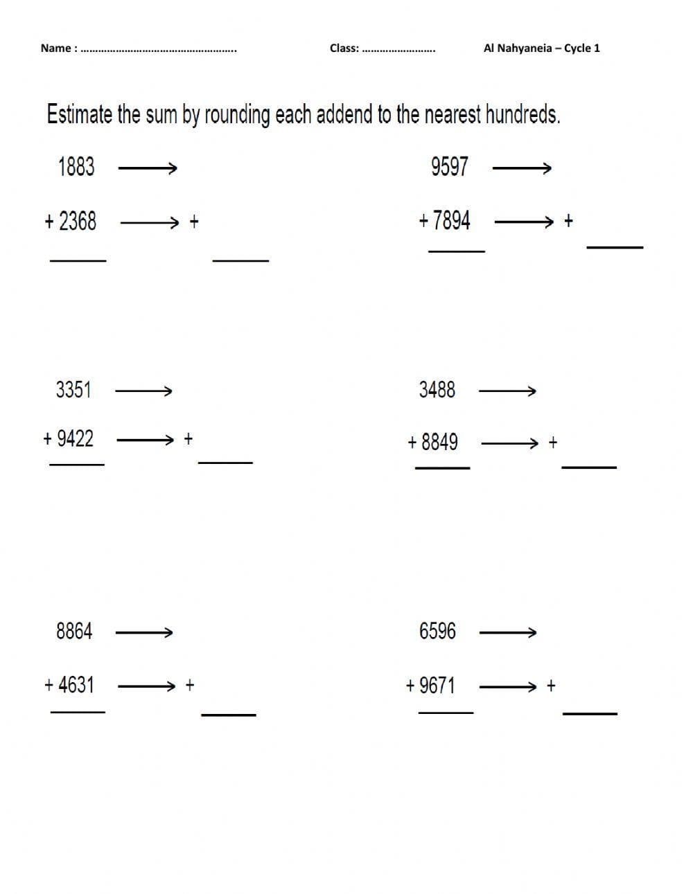 Estimation Worksheet Free Picture