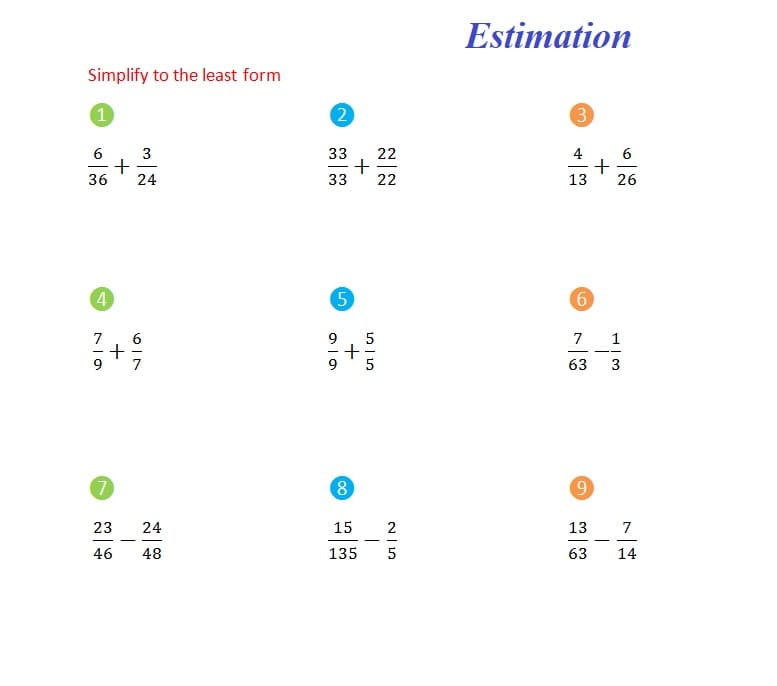 Estimation Worksheet Photos