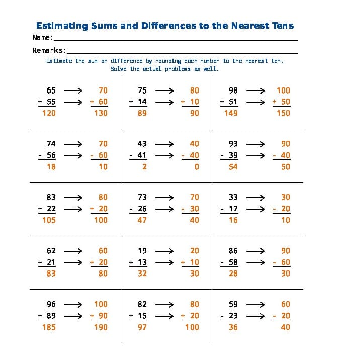 Estimation Worksheet Pictures