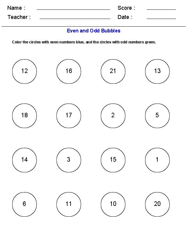 Even and Odd Worksheet Free Images