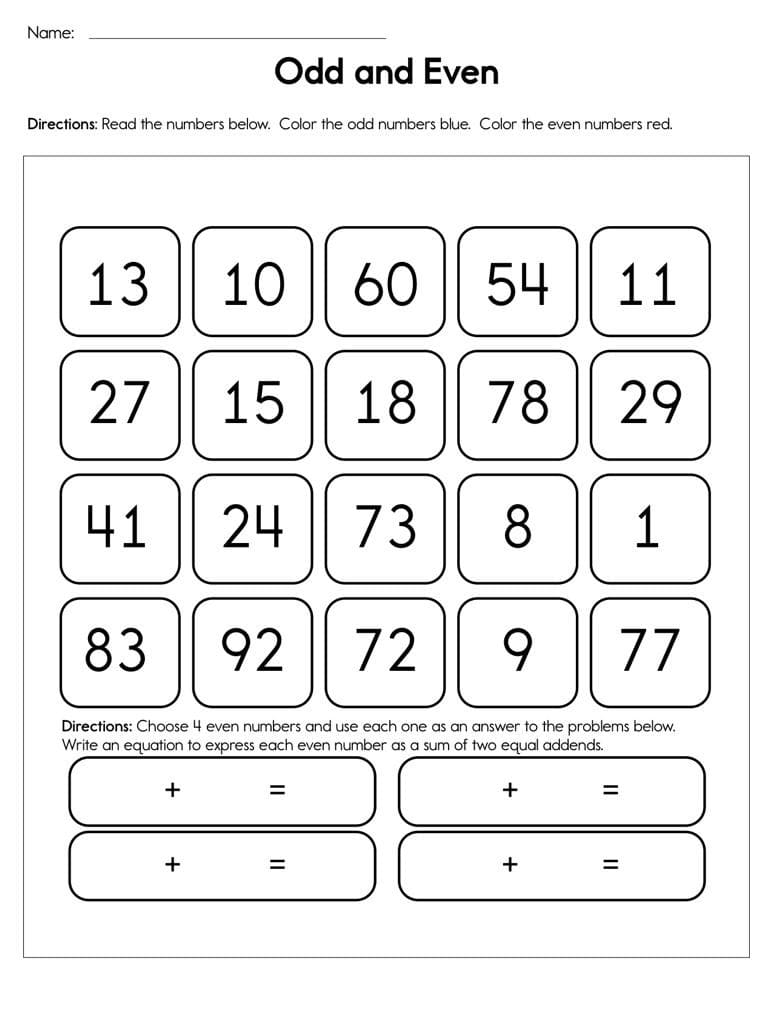 Even and Odd Worksheet Free Picture