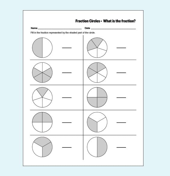 Fraction Circles Worksheet Download Free