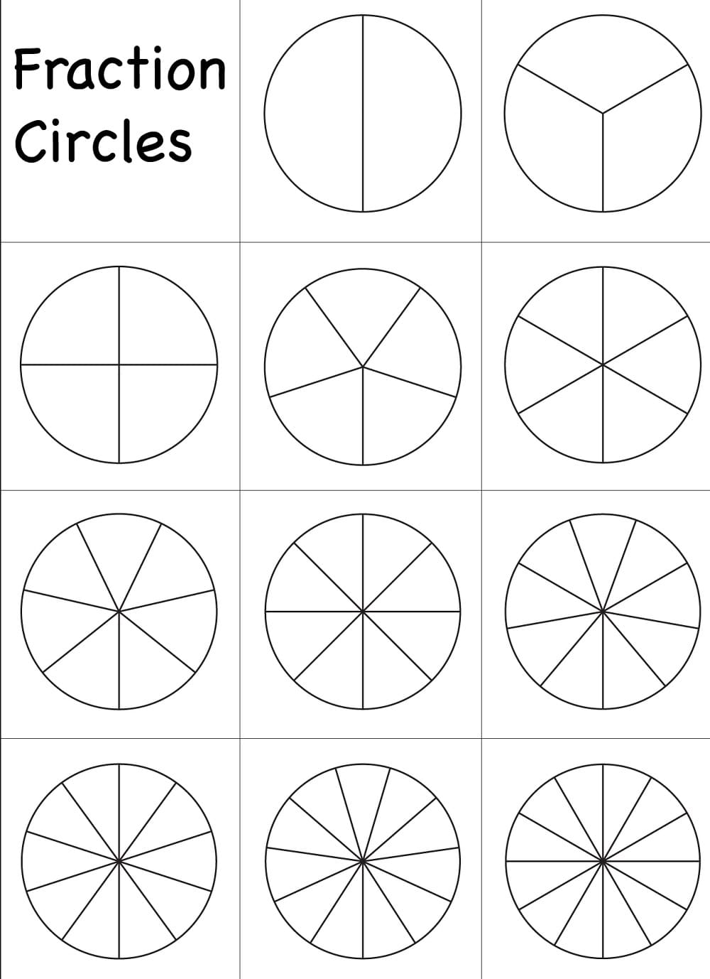 Fraction Circles Worksheet Download