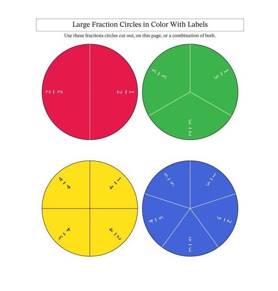 Fraction Circles Worksheet For Kids