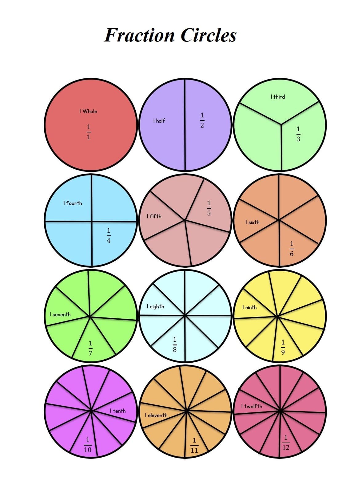 Fraction Circles Worksheet Free Images