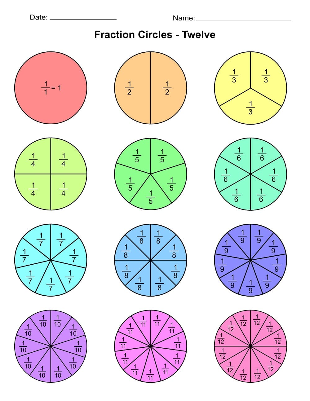 Fraction Circles Worksheet Free Photos