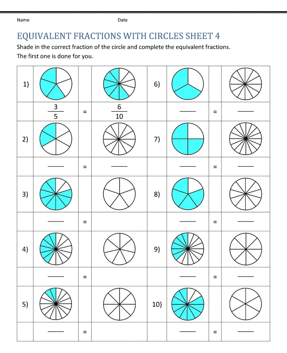 Fraction Circles Worksheet Free Picture