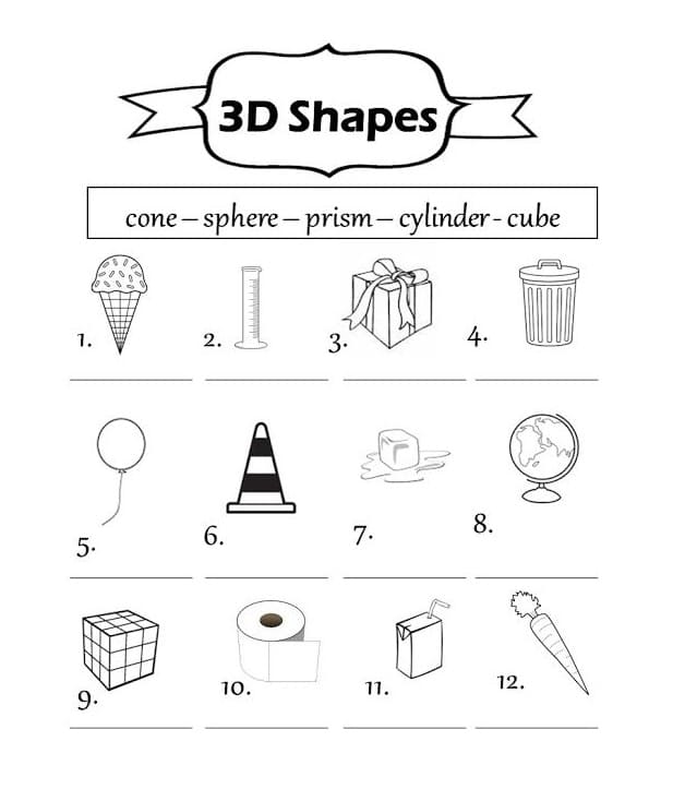 Free 3D Shapes Worksheet Image