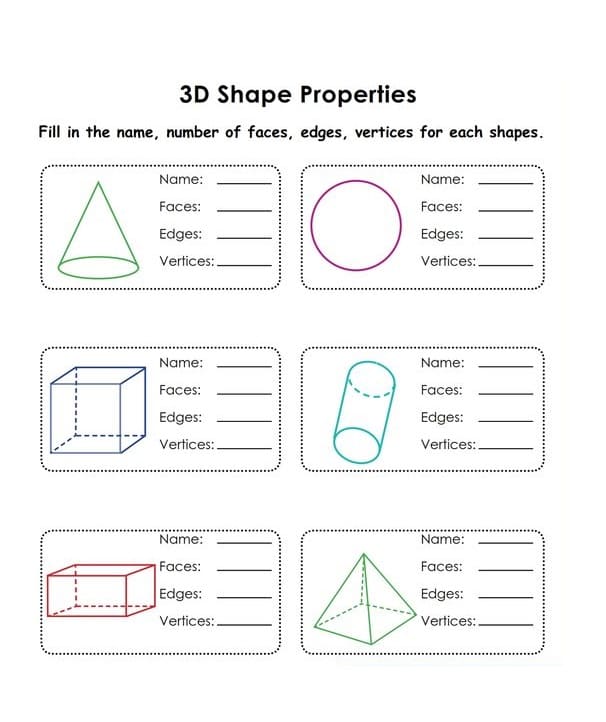 Free 3D Shapes Worksheet Images