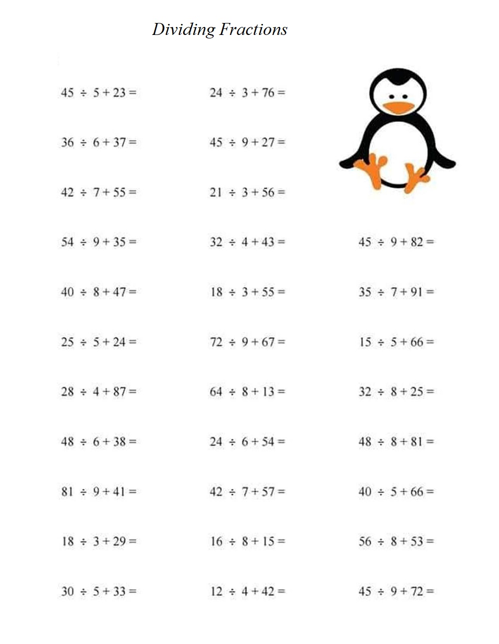 Free Dividing Fractions Worksheet Images