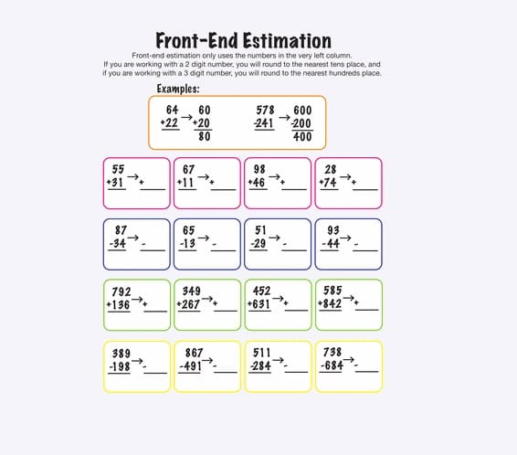 Free Estimation Worksheet Image