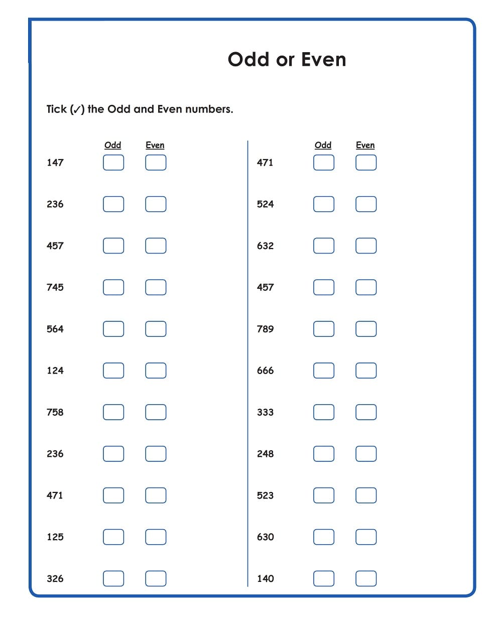 Free Even and Odd Worksheet Image