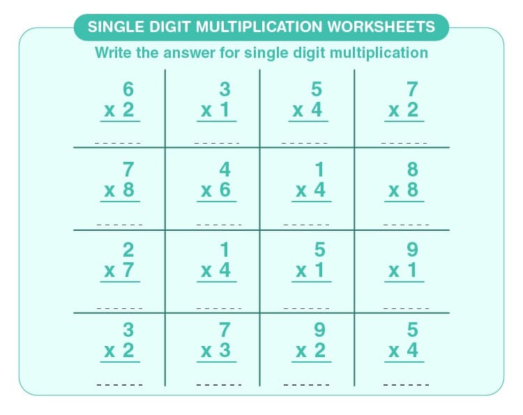 Free Image Of One Minute Multiplication Drill