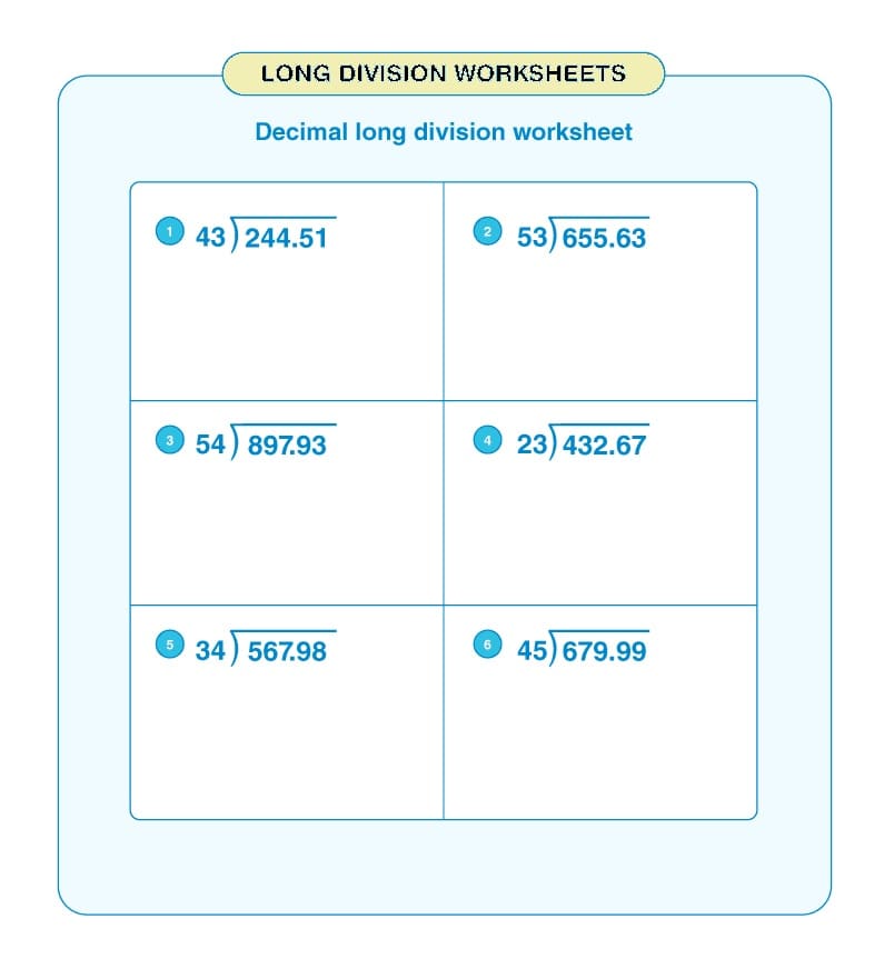 Free Long Division Worksheet Image