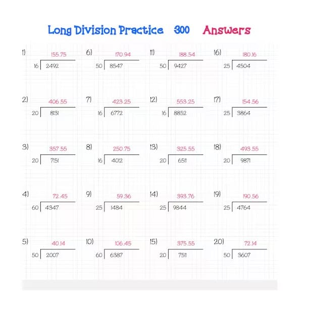 Free Long Division Worksheet Images