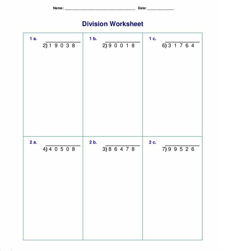 Free Long Division Worksheet