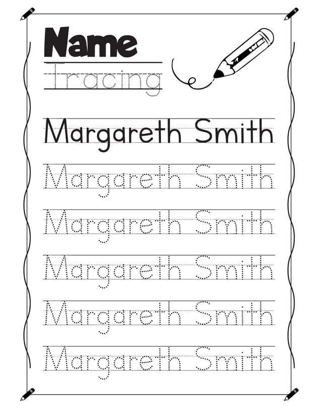 Free Name Tracing Worksheet Image