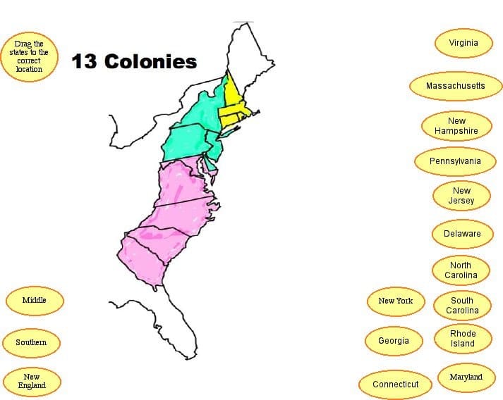 Free Name the 13 Colonies Worksheet