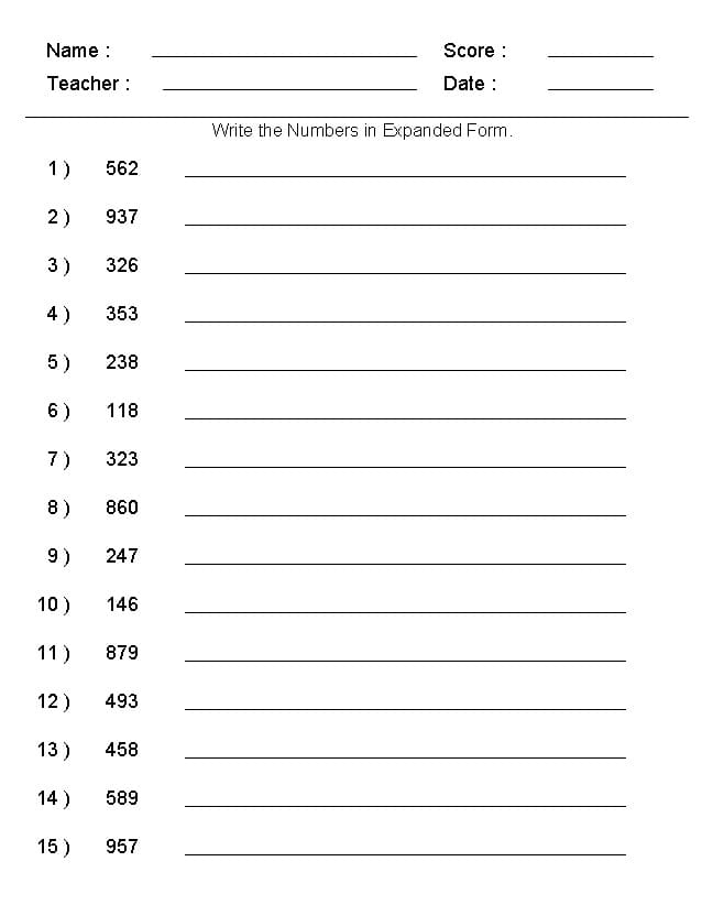 Free Place Value Worksheet Images