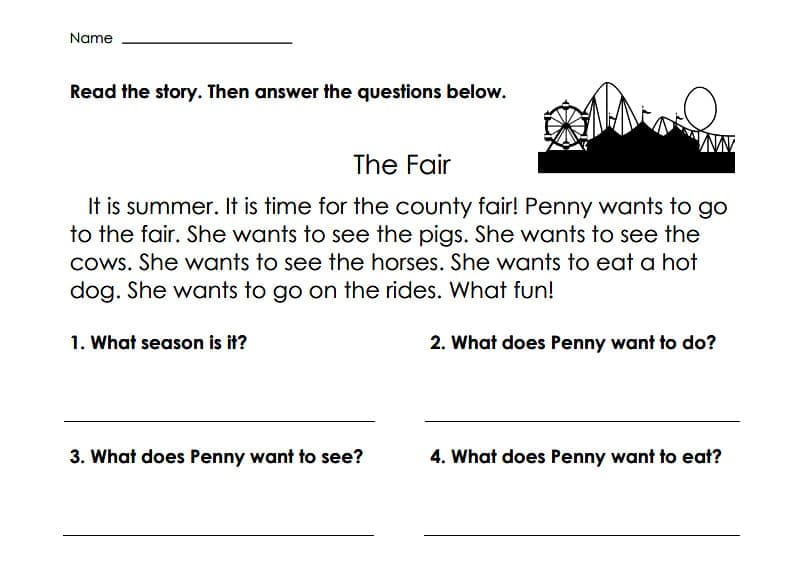 Free Reading Comprehension Worksheets