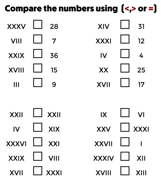 Free Roman Numerals Worksheet