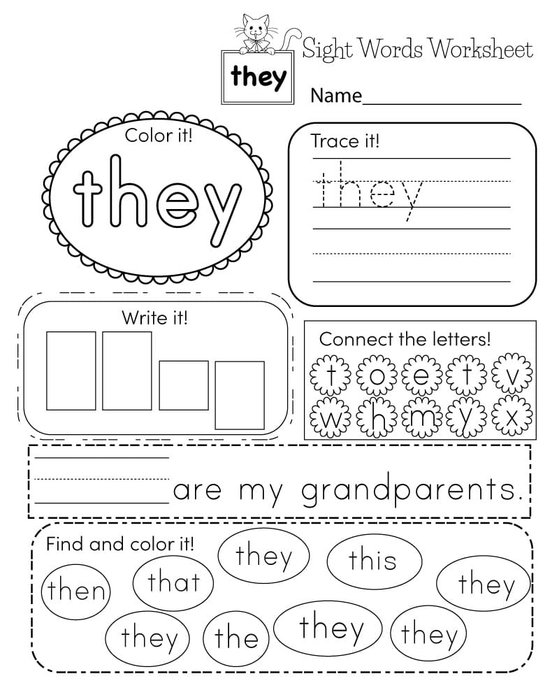 Free Sight Word Worksheet