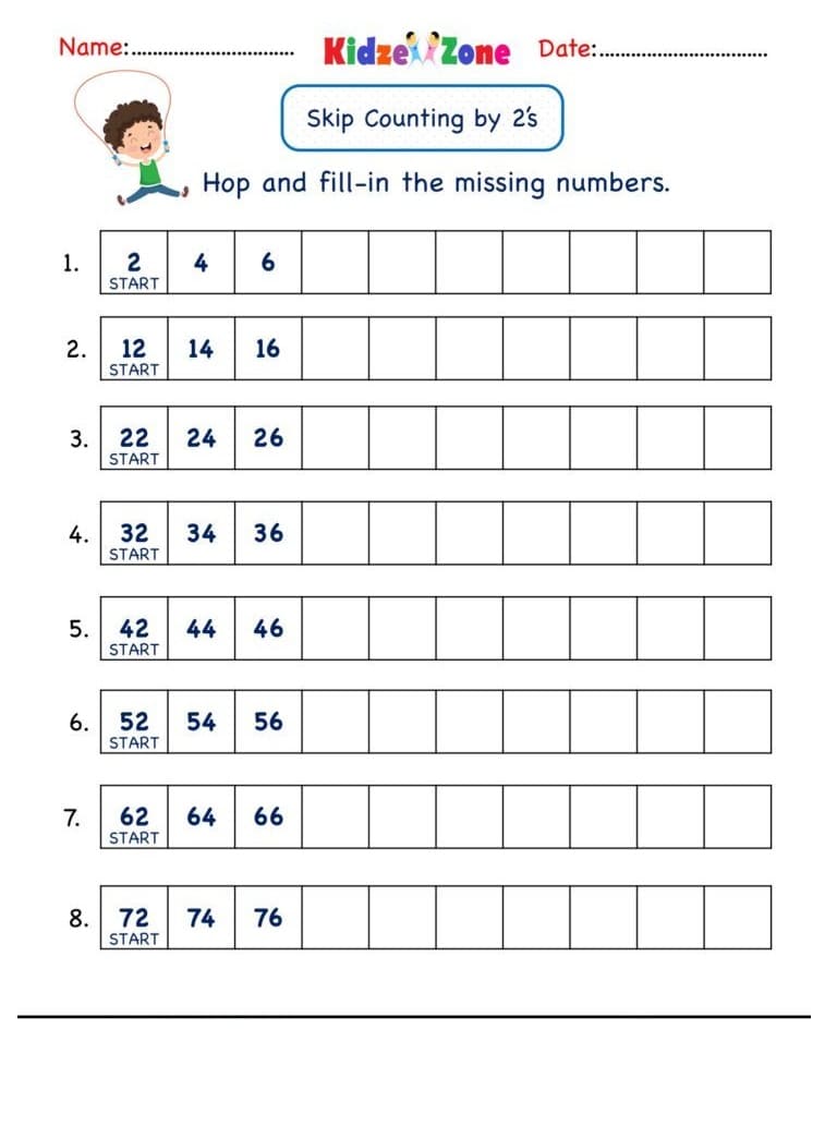 Free Skip Counting Worksheet Image