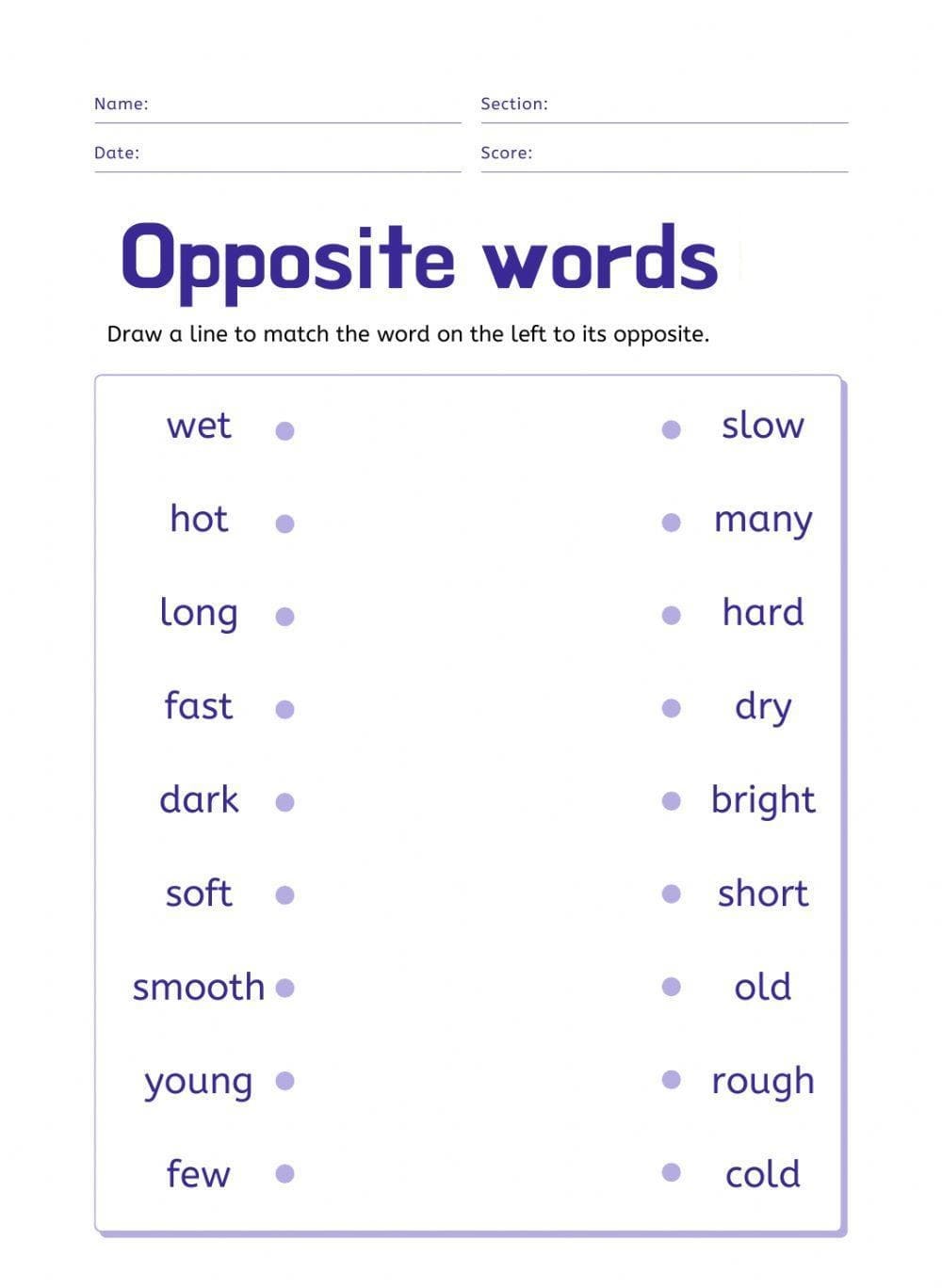 Free Synonyms and Antonyms Worksheet Images