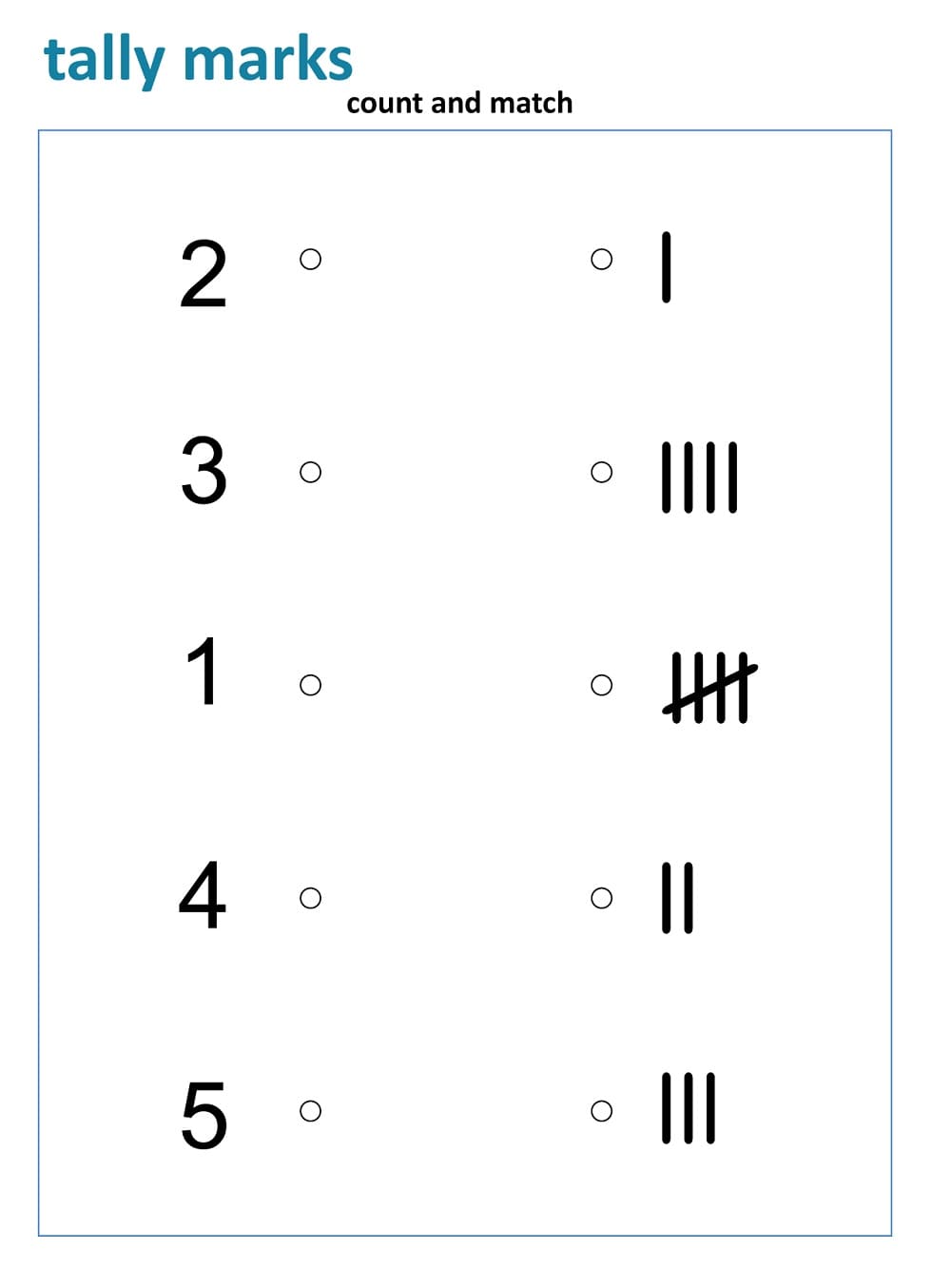 Free Tally Mark Worksheet